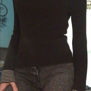 Black striped sweater top